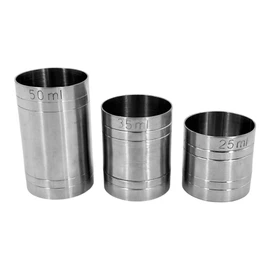 Chabrias Stainless Steel Copper Thimble Measure Bar Pub Club Spirit Measure CE Marked Government Stamped (Silver, 25ml/35ml/50ml Set)