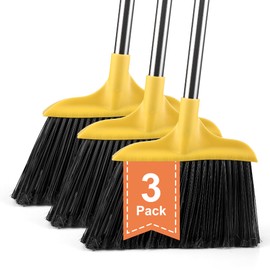 FRAXIR 3 Pack Outdoor Heavy Duty Broom 59 Inch - Commercial Grade for Patio, Garage, Restaurant, Lobby, Mall, Market, Office, Kitchen, Driveway, and Warehouse Cleanup