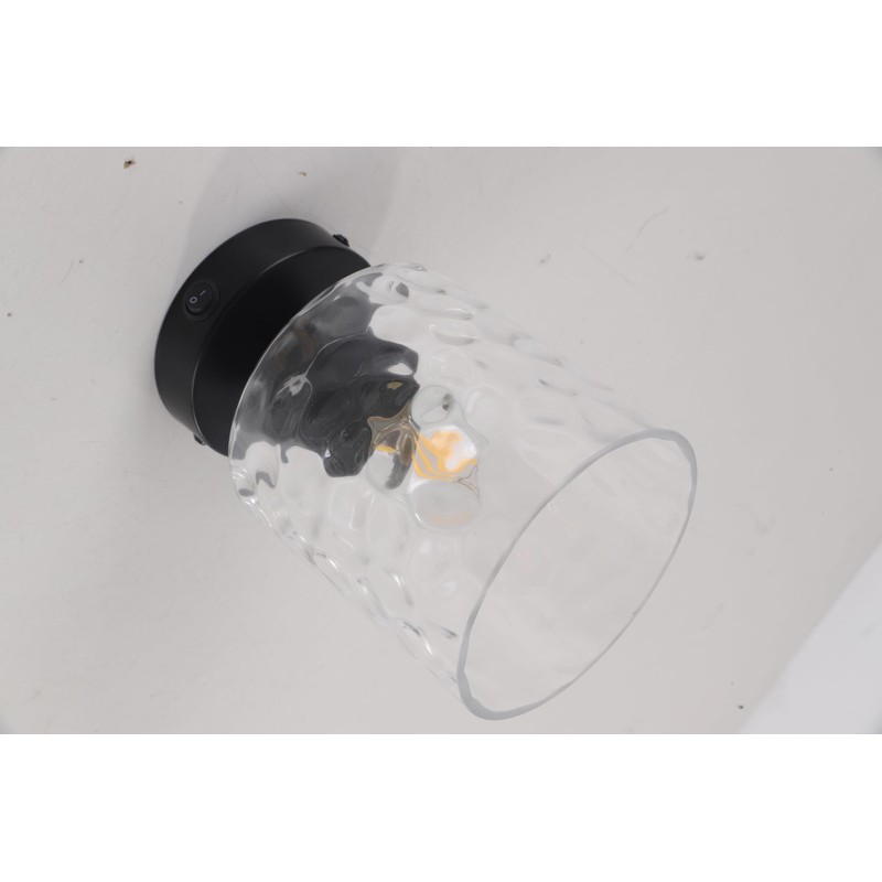 Volcode 12V Hammered Glass Ceiling Light for RV, Flush Mount