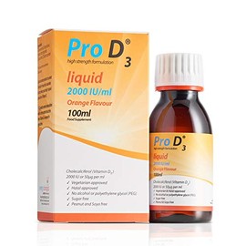 Liquid 100ml (Vitamin D3-2000 IU / 50mcg) [Alcohol Free] Vegetarian Society Approved - Gluten Free - Salt Free Gelatin Free - SOYA Free - Peanut Free - Sugar Free - Halal - Kosher