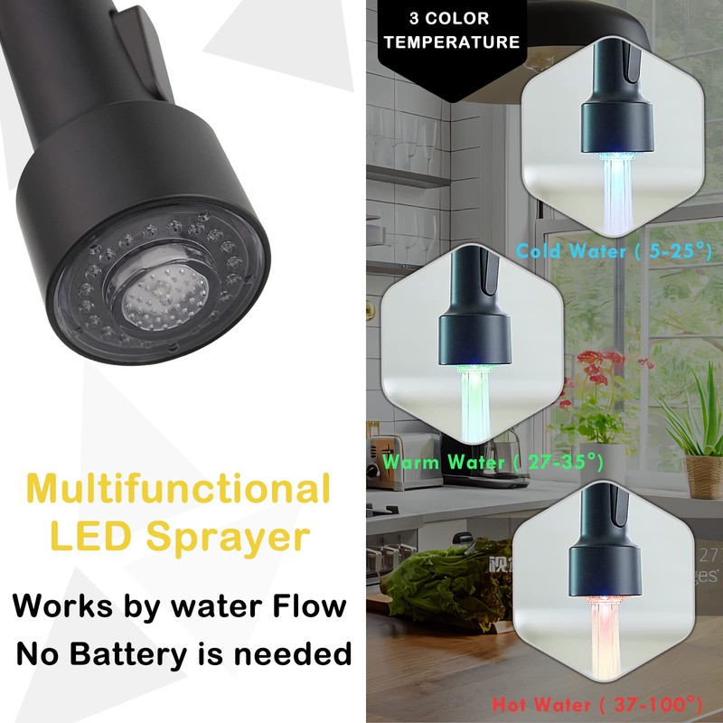 GIMILI Matte Black Kitchen Faucet with Pull Down Sprayer with