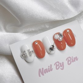 [Handmade Nail Tips] Brick H Lemes Nails  - Coffin Egg / [수제네일팁] 브릭H르메스 네일  - 코핀에그