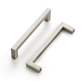 Ravinte 10 Pack Solid Kitchen Cabinet Handles Brushed Nickel Slim Cabinet Pulls Drawer Pulls with 4 Inch Hole Center Square Bar Kitchen Cabinet Hardware