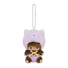 Sekiguchi Plush Monchhichi Anamaru Babichichi SS Face Big Keychain Cat