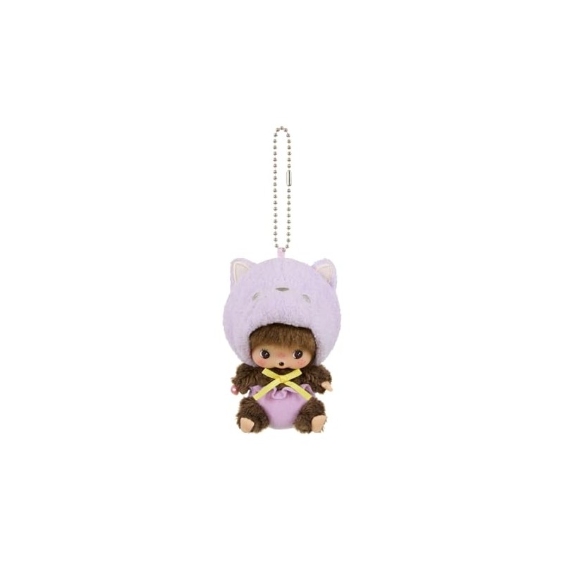 Sekiguchi Plush Monchhichi Anamaru Babichichi SS Face Big Keychain Cat