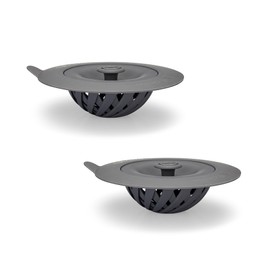 Full Circle Sinksational Sink Drain Strainer & Stopper – 2-in-1 with Separate Plug, Anti-Clog Design, Perfect Seal – 2-Pack, Gray