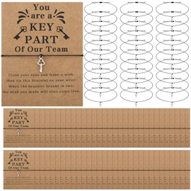 Liliaafar 50 Sets Employee Appreciation Gifts for Team Coworker Bracelets Bulk Thank You Bracelets You Are A Key Part of Our Team Gift Teamwork Gifts for Women Men Staff Teacher Retirement