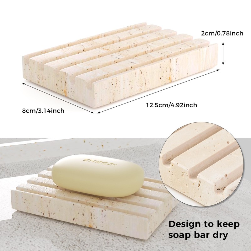 Beige Soap Dish, Natural Travertine Soap Holder, Bathroom Soap Holder,