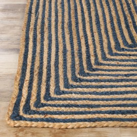 Superior Braided Jute Reversible Indoor Outdoor Area Rug Navy Blue 4' x 6'