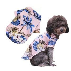 LHYZ PARK Hawaiian Beach Print Pet Dog Cat T-Shirts Cute for Small to Medium Dog Cats Cool Summer Vest Camp Shirt Clothes (Pink, 2XL)