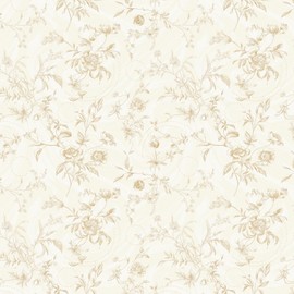 Dimoon Floral Wallpaper Peel and Stick Beige Contact Paper Vintage Neutral Wallpaper 17.3inx19.68ft Removable Self-Adhesive Stick on Wall Paper Waterproof for Bathroom Wall Decor Vinyl