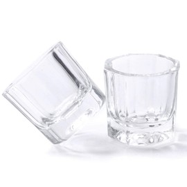 ALEXNAILART Glass Crystal Dappen Dish with Metal Lid Nail Art Acrylic Powder Nail Art Tools (2pcs 2#No Lid)