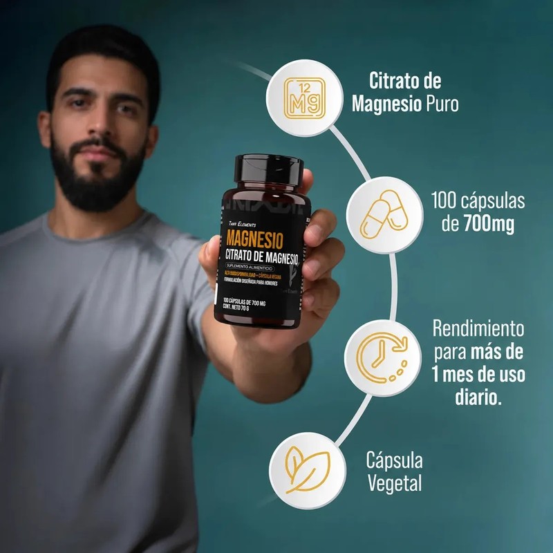 Citrato de Magnesio Tawr Elements para Hombres, Suplemento en Cápsulas