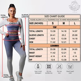 CORPOAMOR Women's Fitness Clothing Gym Outfit and Yoga Workout Set Crop Top and High Waisted Leggings Ombre Gradient 2 Piece Set (Purple/Blue, Large)