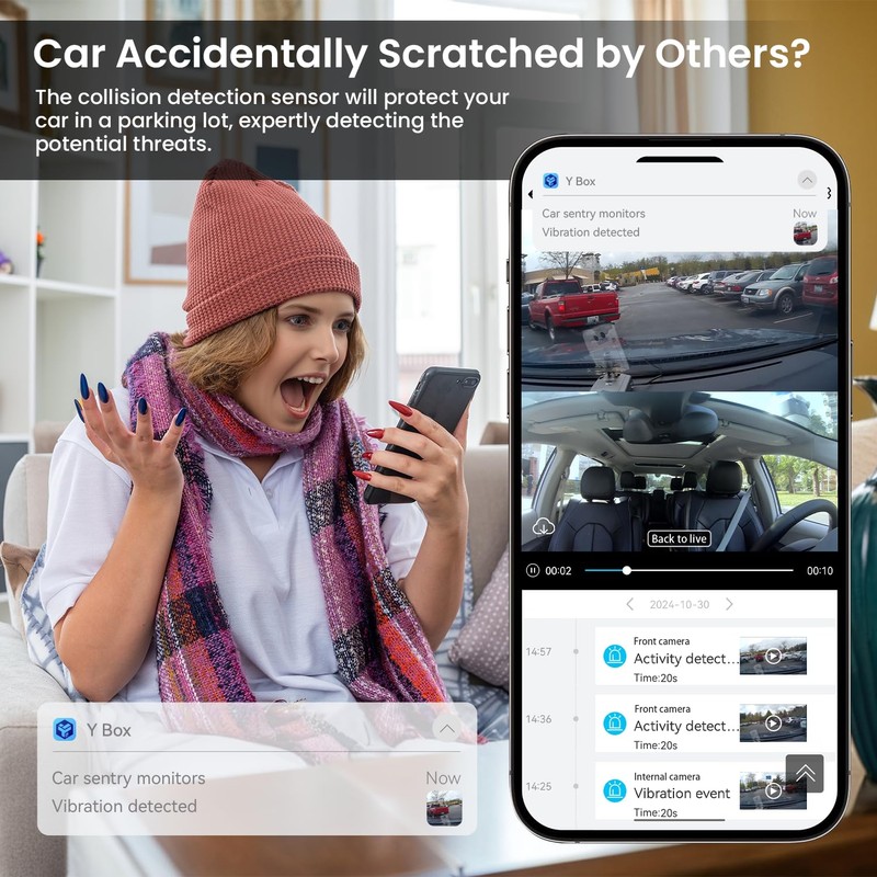 4G LTE Dash Cam Front and Inside| 24/7 Parking Monitoring