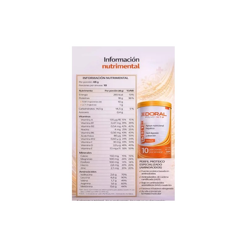 Doral Htp Migh Suplemento Alimenticio Hepático Vainilla 400g