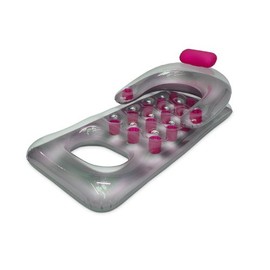 66" Inflatable Pink and Silver French Pocket Swimming Pool Lounger
