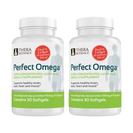 Therabotanics Perfect Omega Fish Oil Supplement EPA & DHA – High Absorption, Concentrated Omega 3 for Heart, Brain, Eye, & Metabolic Health - Alaskan Fish Oil Softgels - 60 Count (Pack of 2)