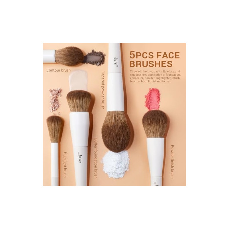 Jessup Set de 14 Brochas para Maquillaje Veganas para Rostro