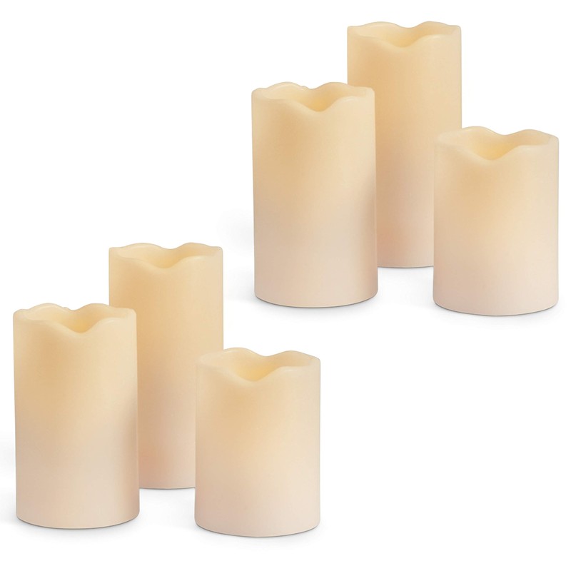 2 Sets of 3 LED Pillar Candles (6pc Total)