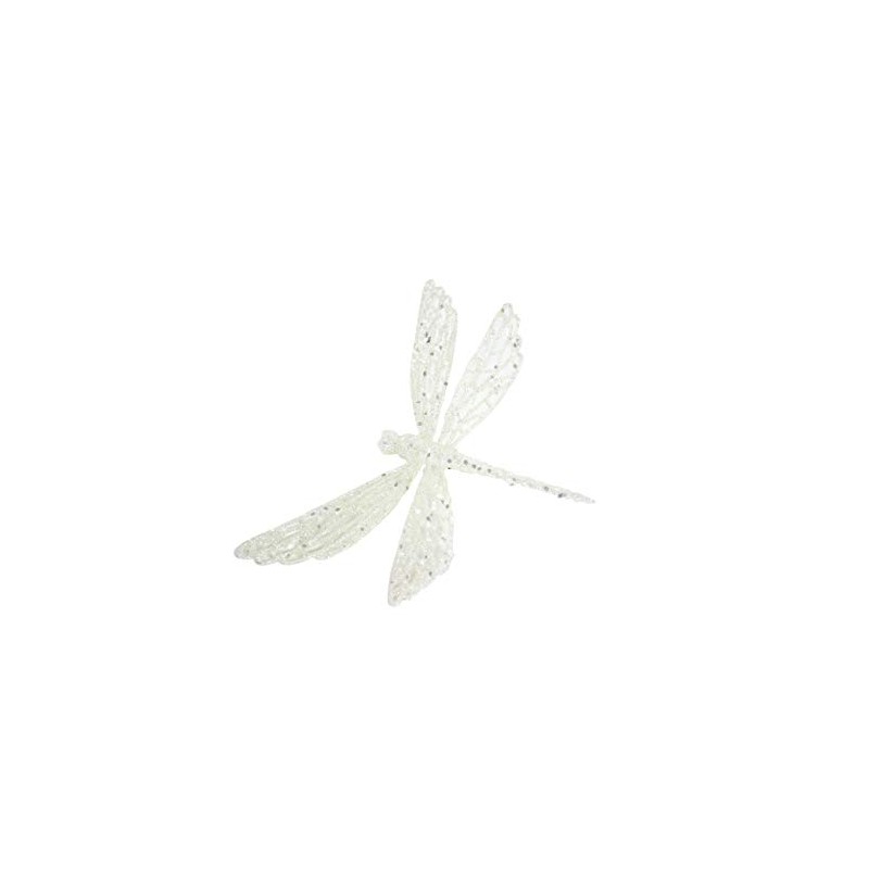 Gisela Graham Christmas Decoration 17cm - White Glitter Dragonfly