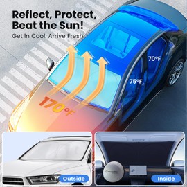 Magnelex Car Windshield Sunshade | Innovative No-Light-Pass Technology for Maximum Protection | Foldable Sun Shade Keeps Your Vehicle Cool | Fit for Cars, Trucks, and SUVs | Large (63 x 33.8 in)