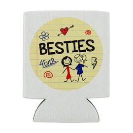 Besties Best Friends Can Cooler - Drink Sleeve Hugger Collapsible Insulator - Beverage Insulated Holder