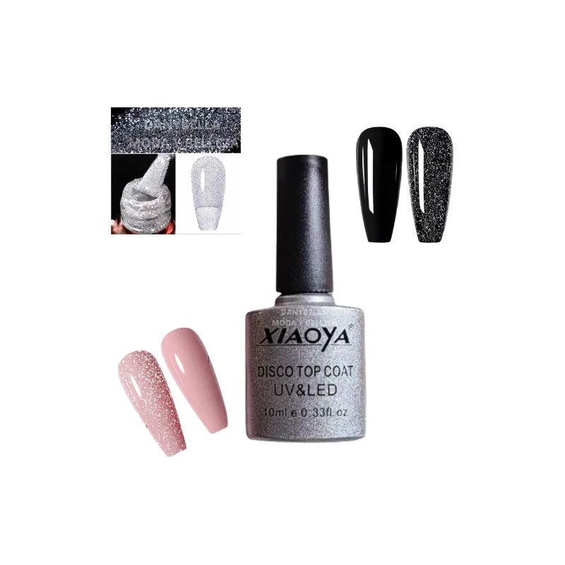 Top Efecto Disco Reflectivo Reflejante Xiaoya Para Uñas Plateado Reflectivo