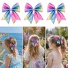 Bows for Girls Rainbow Hair Clips Pastel Fabric Metal Accessories,