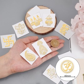 OLYCRAFT 9Pcs 1.6x1.6 Inch Gold Metal Stickers India Style Sticker Ganesha Self Adhesive Gold Decals Decorative Metal Stickers for Scrapbooks DIY Resin Crafts Phone Water Bottle Decoration
