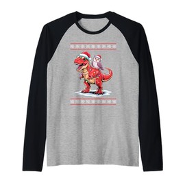 Christmas Owl T-Rex Dinosaur Tyrannosaurus Rex Owls Raglan Baseball Tee