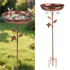 30 Inch Bird Bath for Outdoors, Vintage Freestanding Birdbath and Bird Feeder, Metal Feeder Bowl with 5-Pronged Base for Outdoor Garden Patio Yard Lawn Decor