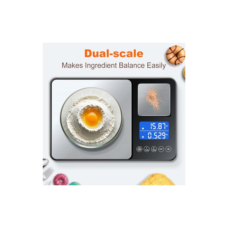 KUAIVO 0.001oz/33lbs Dual Platform Food Kitchen Scales Digital Weight Grams
