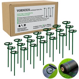 50 Pack Green Landscape Fabric Pins – 6 Inch 8 Gauge Garden Staples for Weed Barrier, Landscape Fabric, Lawn Edging, Ground Cover – Rust-Resistant Painted Stakes