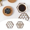 10 Pcs Wooden Bee Coaster Hollow Hex Cup Cushion Honeycomb