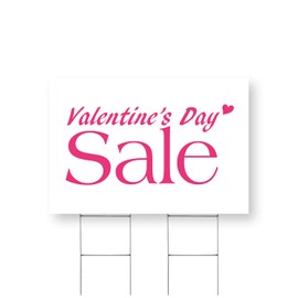 Valentines Day Sale Yard Sign 24 Inch x 36 Inch Double Sided Weatherproof Heavy-Duty Plastic with Stake | Seasonal Promotions, Gift Ideas, Retail Discounts | Made in USA