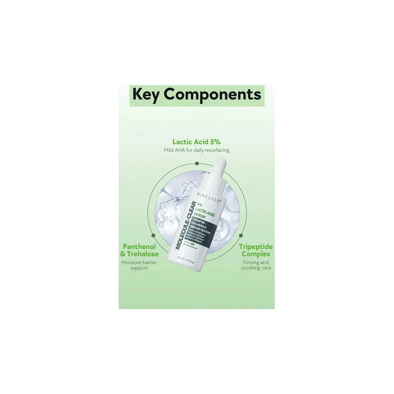 Srum Facial Nineless Molecule-Clear cido Lctico 5 Exfoliante