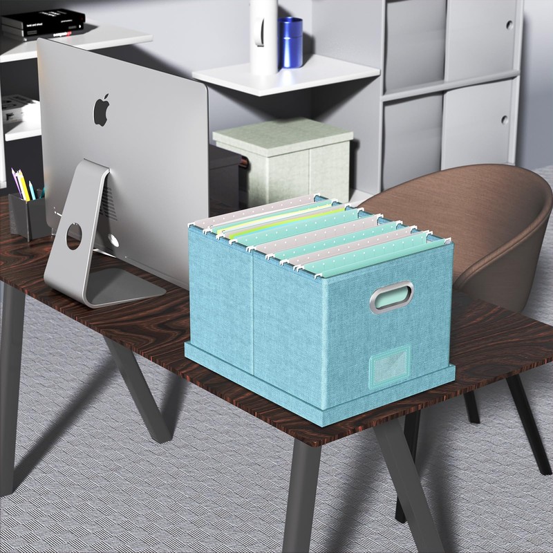 Oterri File Organizer Box with Lid, Portable Hanging File Box