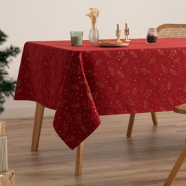 GAMUSI Christmas Jacquard Gold Yarn Dining Table Cloth Rectangle Christmas Decoration 140x200cm Dusky Pink/Silver