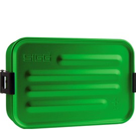 SIGG Metal Box Plus S, lunch box, 0.8 L, modern lunch box with practical insert, feather-light aluminium lunch box with divider, Green, small