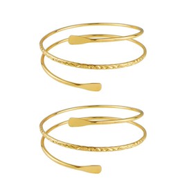Long tiantian 2PCS Arm Cuff for Women Gold Upper Arm Bangles Bracelet Jewelry Summer Beach Essentials 2025-Gold
