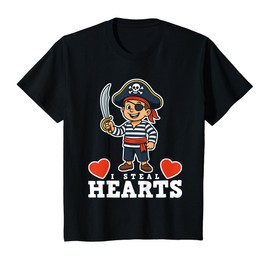 Kids I Steal Hearts Pirate Gadgets Boys Party Favors Birthday T-Shirt