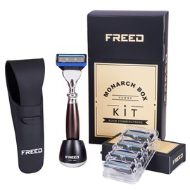 Monarch - Juego de 4 piezas de 5 cuchillas de afeitar de seguridad para hombre, juego de regalo con mango de aleación de material de afeitado para caballeros, el mejor regalo del día del padre de Taiwán