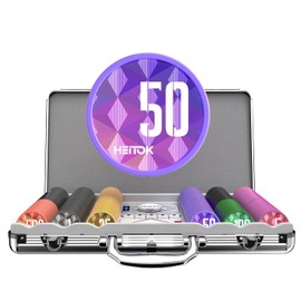 300-Piece Casino Poker Chip Set with Denominations, 11.5g Weighted Chips, 5 Dice, 2 Decks, Compact Aluminum Case for Texas Hold'em, Blackjack