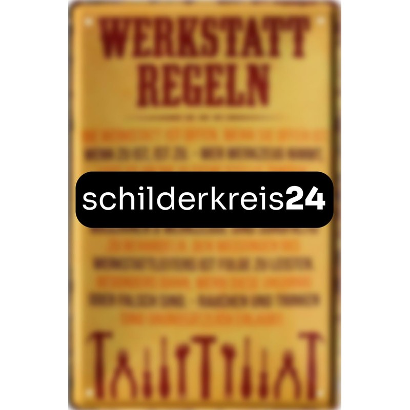 schilderkreis24 - "Werkstatt-Regeln" Tin Sign - Humorous Wall Decoration for