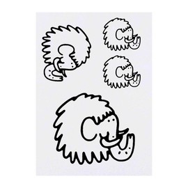 4 x 'Woolly Mammoth' Temporary Tattoos - Water Resistant, Skin-Safe, Non-Toxic Transfers, Mixed Sizes (TO00012634)