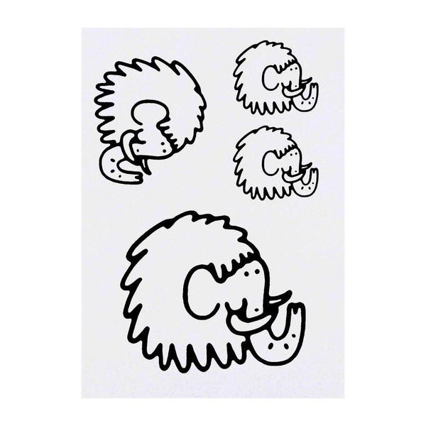 4 x 'Woolly Mammoth' Temporary Tattoos - Water Resistant, Skin-Safe,