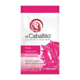 el Caballito, el único Colorante en Polvo para ropa color Rosa mexicano ¡Revive y cambia el color de tu prenda favorita! Sobre con 16g