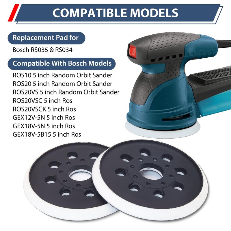 RUIHONGV 5 Inch Sander Pad for Bosch,2 Pack Hook-and-Loop Sander