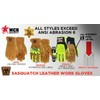 MCR Safety Predator Impact Mechanics Sasquatch Leather Palm Work Gloves,